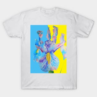 Iris Watercolor Painting - Yellow and Blue T-Shirt